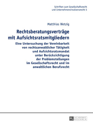 cover image of Rechtsberatungsverträge mit Aufsichtsratsmitgliedern